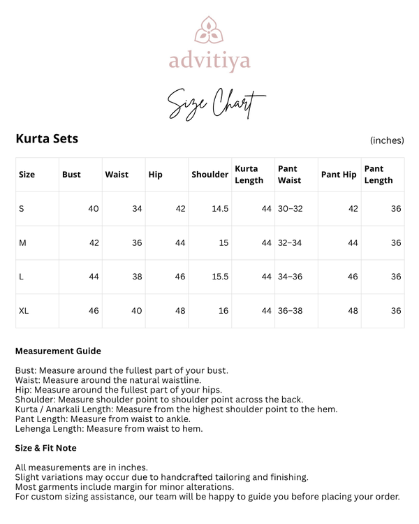 Firdaus Size Chart